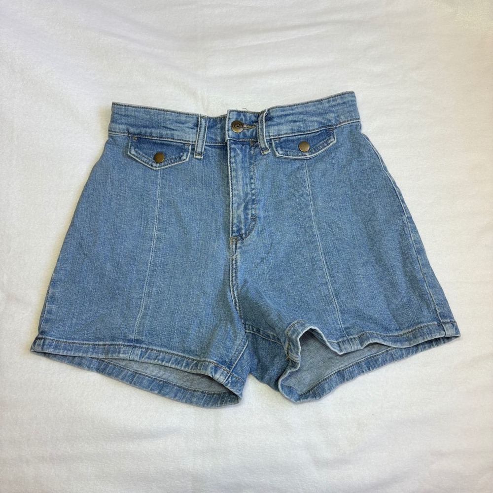 Lee Vintage High Waisted Denim Shorts Light Wash Blue Size 2 26W